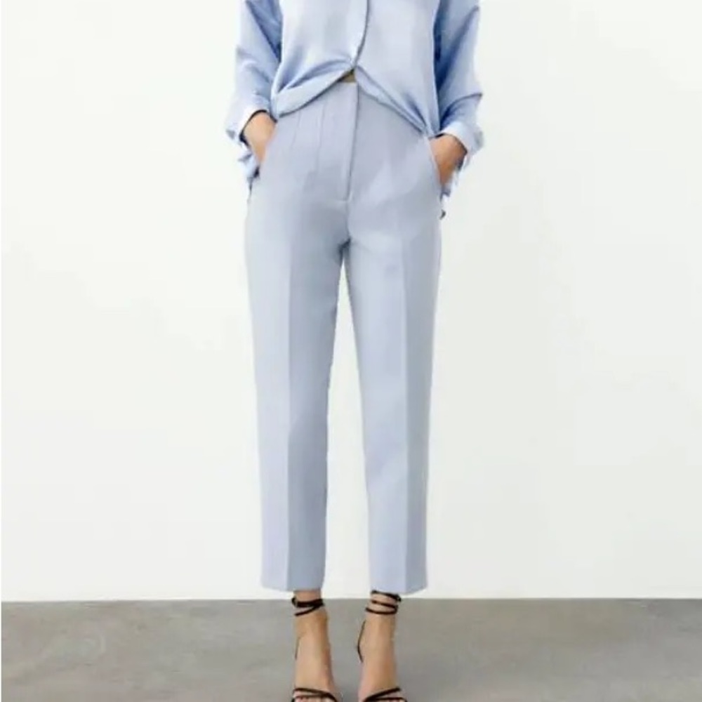 Zara Trouser pant with a high waist light blue